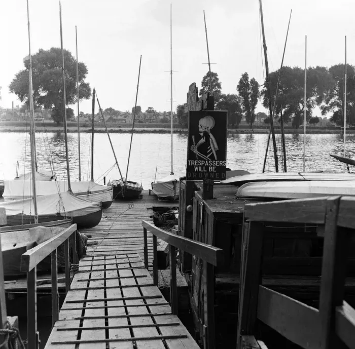 Framed Print : Scenes along the River Thames between Kew and Hammersmith, London. August 1954