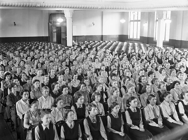 School assembly in Coventry circa 1954