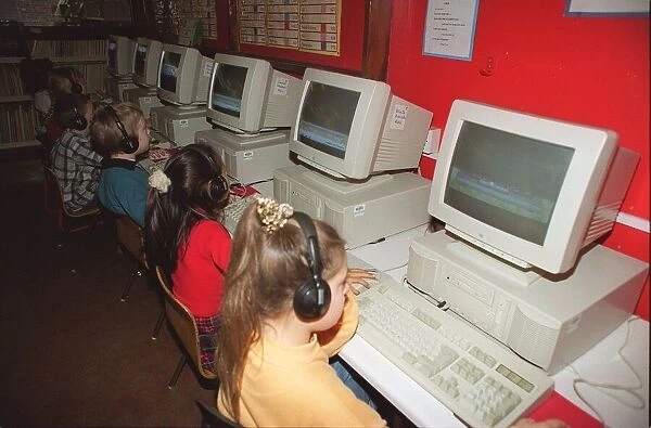 School Children during computer lesson, 1996