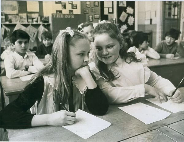 School classroom scene - Sharon Robertson, 11 (left) and Helen Turner