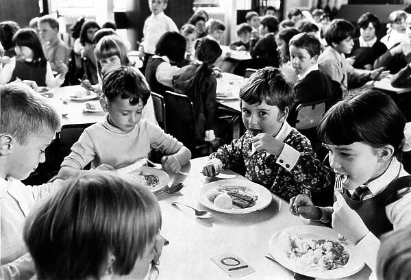 School dinner at Christ Church School. 19th September 1969