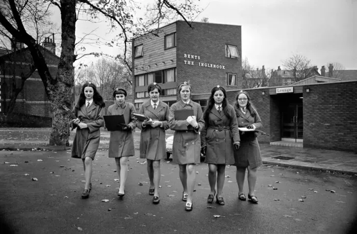 Framed Print : School girls near Liverpools Sefton Park out on an urban trip as part of their