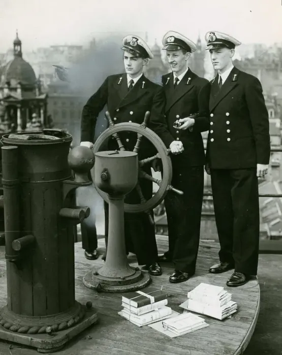 Framed Print : School of Navigation July 1952 - Royal Technical College Glasgow ships wheel on roof of Framed Print : School of Navigation July 1952 - Royal Technical College Glasgow ships wheel on roof of