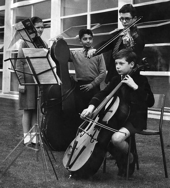 Schoolchildren seen here playing musical instruments. October 1963 P005215