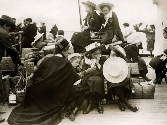 Framed Print : Schoolchildren on the Ship crossing the Channel on their way to Paris May 1912 Framed Print : Schoolchildren on the Ship crossing the Channel on their way to Paris May 1912