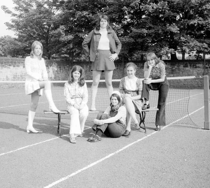 Framed Print : Schoolgirls from Church High School in Newcastle model the latest fashion 14 July 1971