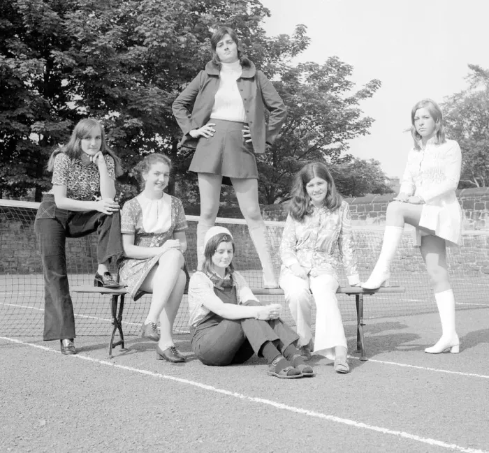 Framed Print : Schoolgirls from Church High School in Newcastle model the latest fashion 14 July 1971