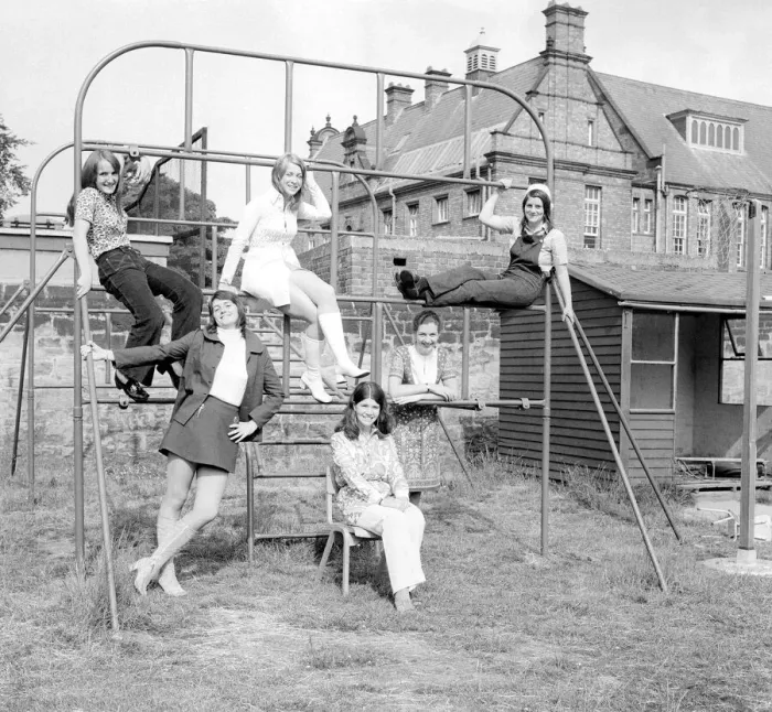 Framed Print : Schoolgirls from Church High School in Newcastle model the latest fashion 14 July 1971 Framed Print : Schoolgirls from Church High School in Newcastle model the latest fashion 14 July 1971