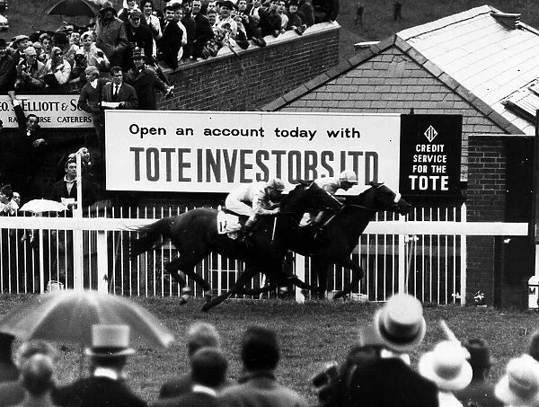 Scobie Breasley on Charlottetown wins the Derby ahead of Pretendre at Epsom -May 1966
