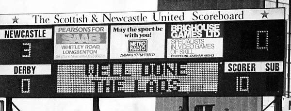 The scoreboard at St James Park 10 October 1981