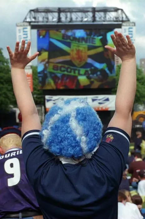 Framed Print : Scotland football fans Glasgow 16th June 1998 World Cup France 1998 football