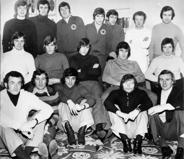 Framed Print : Scotland Football Squad February 1973 Pool for Scottish Football Association