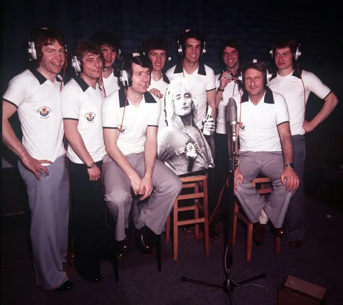 Framed Print : Scotland Football Squad in music studio to record their World Cup Song Framed Print : Scotland Football Squad in music studio to record their World Cup Song