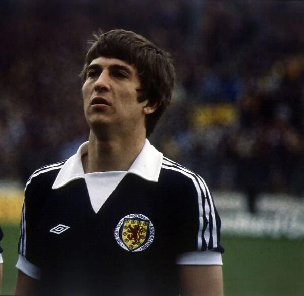 Scotland footballer Tom Forsyth lines up before an international match