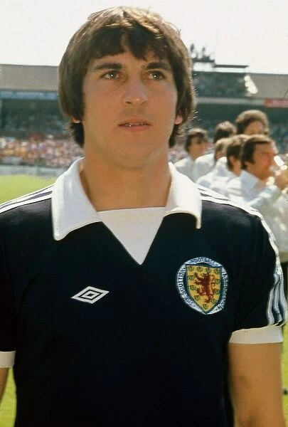 Scotland footballer Tom Forsyth lines up before an international match. May 1977