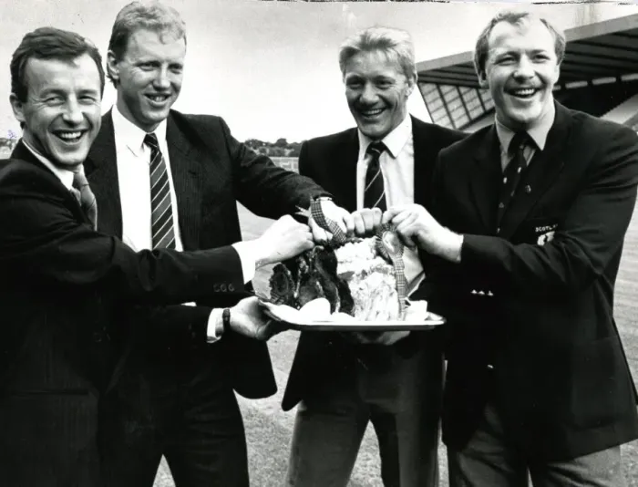 Framed Print : Scotland Rugby Union sponsorship announcement 1987 from Scotch Quality Beef