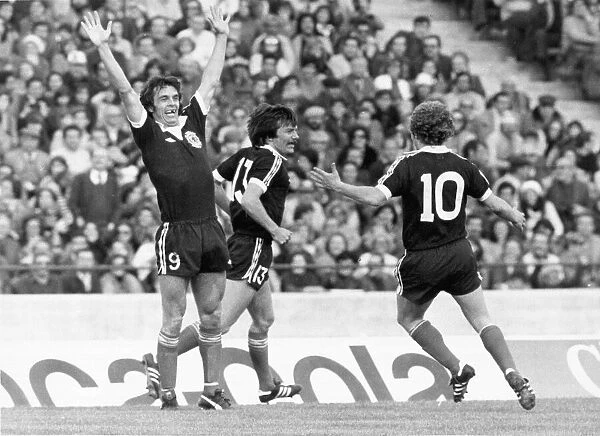 Scotland v Peru during the 1978 Football World Cup Joe Jordan celebrates