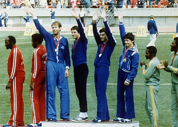 Scotlands 4 x100 metres relay team celebrating after winning gold at 1978