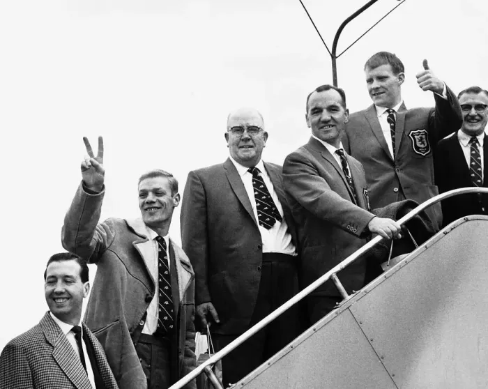 Framed Print : The Scottish Boxing team board an airplane at Prestwick