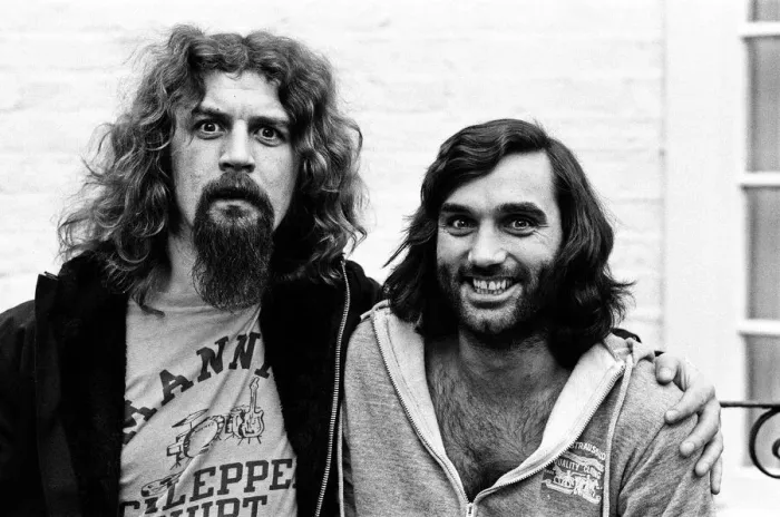 Framed Print : Scottish Comedian and Cabaret star Billy Connolly met George Best in London to discuss