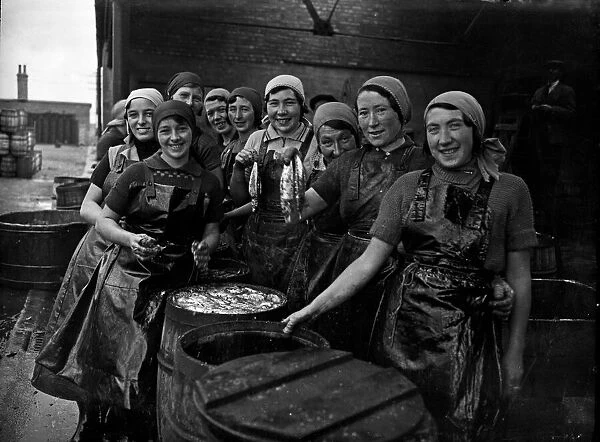Scottish herring girls in Great Yarmouth, Norfolk, circa 1936