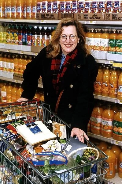 Scottish singer and actress Barbara Dickson with her shopping trolley