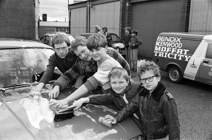 Framed Print : These scouts from 43rd Crosland Moor group were busy washing cars at Ronauto s Framed Print : These scouts from 43rd Crosland Moor group were busy washing cars at Ronauto s