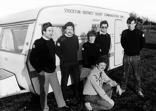 The Scouts Communications Team with their caravan, l-r John Lucas, Alan Swales