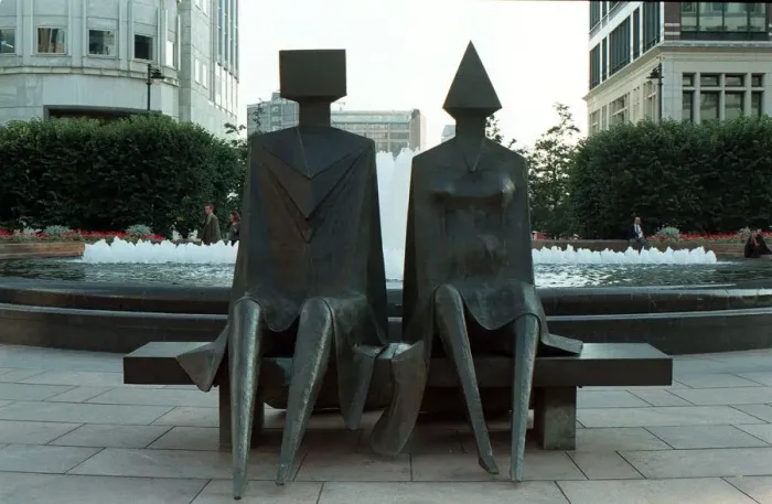 Framed Print : Sculpture of Couple On Seat by Lynn Chadwick Sep 1999 is part of The Shape of Framed Print : Sculpture of Couple On Seat by Lynn Chadwick Sep 1999 is part of The Shape of