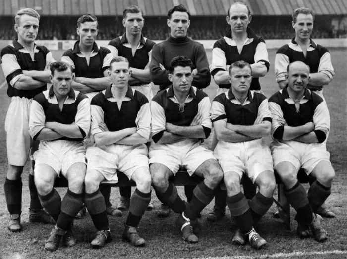 Framed Print : Scunthorpe United team pose for a group photograph Left to right: Back row: Barker
