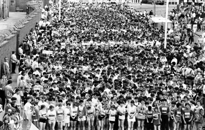 Framed Print : A sea of faces at the mass start of the Junior Great North Run in Gateshead Framed Print : A sea of faces at the mass start of the Junior Great North Run in Gateshead