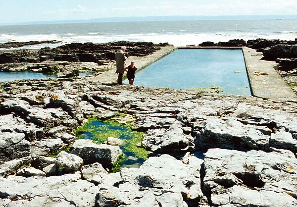 One of the sea water pools, set amongst the rocks, at the Esplanade, Porthcawl front