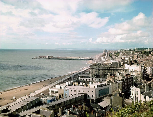 The seafront at Hastings seen from the castle 1st June 1968 Local Caption watscan