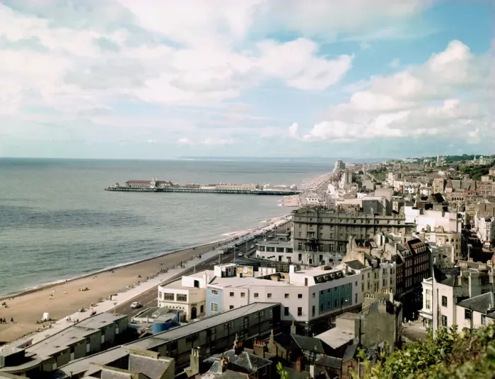 Framed Print : The seafront at Hastings seen from the castle 1st June 1968 Local Caption watscan