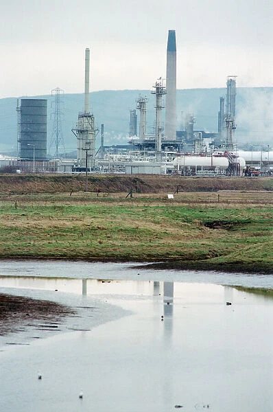 Seal Sands, Middlesbrough, 7th February 1993. Industrial Park viewed from near the Cowpen