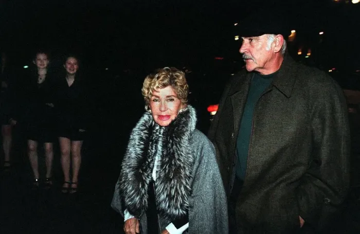 Framed Print : Sean Connery April 1999 Coming back to the Caledonian Hotel with his wife Micheline