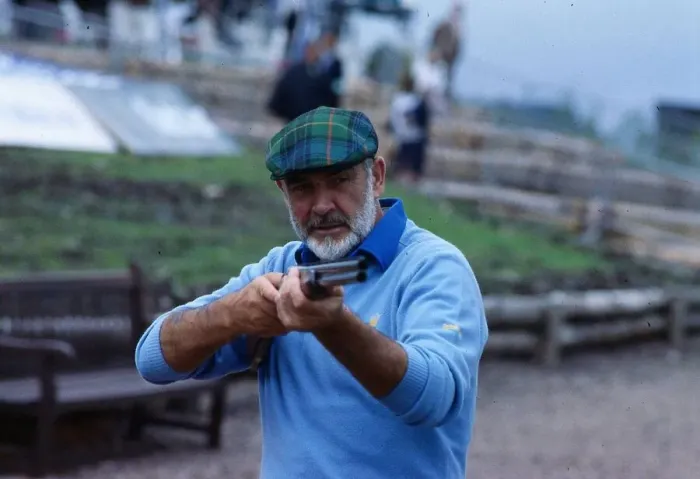 Framed Print : Sean Connery Cancer Research shoot Gleneagles 1988 shotgun