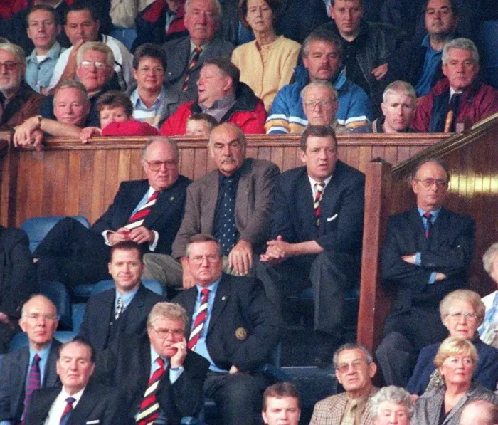 Framed Print : Sean Connery watches Rangers versus Aberdeen with David Murray September 1999 Framed Print : Sean Connery watches Rangers versus Aberdeen with David Murray September 1999