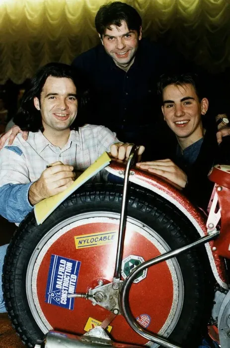 Framed Print : Sean Courtney David Walsh James Grieves speedway rider re-sign for Glasgow Tigers