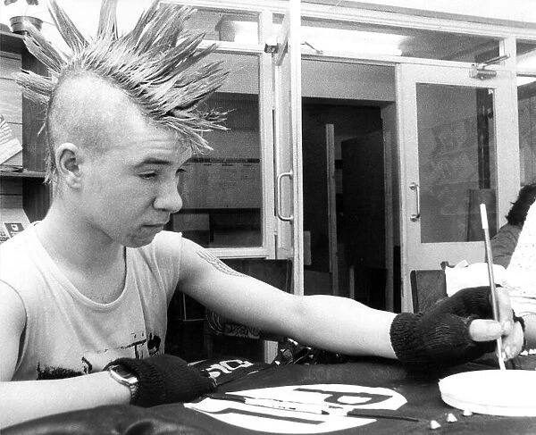 Sean Hewitson brom Newbiggin with his punk hairstyle in March 1984