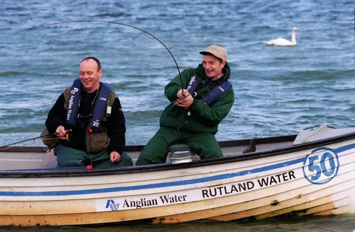 Framed Print : Sean Wilson Actor October 98 Coronation Street actor on small fishing boat on lake