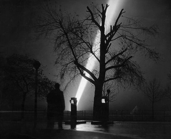 Searchlights in Clapham Common, London. 9th November 1939