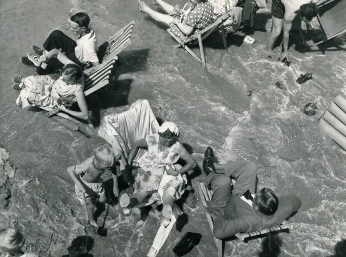 Framed Print : Seaside Beaches Scenes July 1958 Newquay Cornwall Caught napping surprised