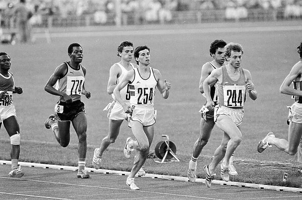 Sebastial Coe competes in heats for Mens 1, 500m metres event at the 1980 Summer