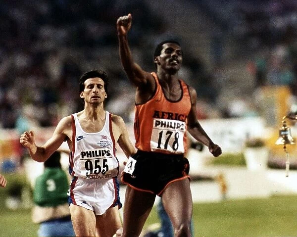 Sebastian Coe Athlete in World Cup race as he loses to Abdi Bile circa 1989