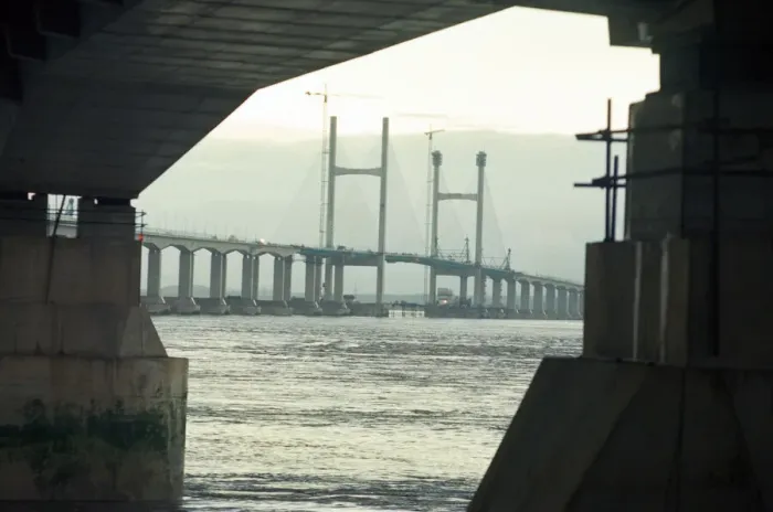 Framed Print : The Second Severn Crossing under construction. 28th November 1995 Framed Print : The Second Severn Crossing under construction. 28th November 1995