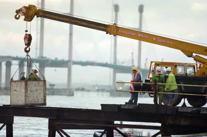 Framed Print : The Second Severn Crossing under construction. 28th November 1995