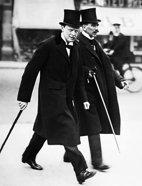 Secretary of State for the Colonies Winston Churchill photographed on his way to