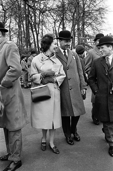 Secretary of State for War John Profumo with his wife Valerie Hobson at Sandown Park