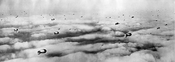 A section of the RAF balloon defence put up against the flying bomb during the Second